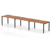 Evolve Plus 1400mm Single Row 3 Person Office Bench Desk Walnut Top Black Frame