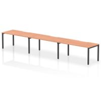 Evolve Plus 1600mm Single Row 3 Person Office Bench Desk Beech Top Black Frame
