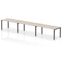 Evolve Plus 1600mm Single Row 3 Person Office Bench Desk Grey Oak Top Black Frame