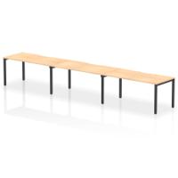 Evolve Plus 1600mm Single Row 3 Person Office Bench Desk Maple Top Black Frame