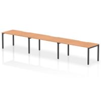 Evolve Plus 1600mm Single Row 3 Person Office Bench Desk Oak Top Black Frame