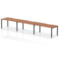Evolve Plus 1600mm Single Row 3 Person Office Bench Desk Walnut Top Black Frame