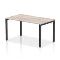 Evolve Plus 1400mm Single Starter Office Bench Desk Grey Oak Top Black Frame