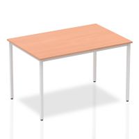 Impulse Straight Table 1200 Beech Box Frame Leg Silver