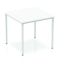 Impulse Straight Table 800 White Box Frame Leg Silver