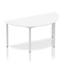 Impulse Semi-circle Table 1600 White Box Frame Leg Silver