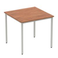 Impulse 800mm Straight Table Walnut Top Silver Box Frame Leg