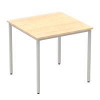 Impulse 800mm Straight Table Maple Top Silver Box Frame Leg
