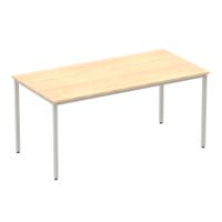 Impulse 1600mm Straight Table Maple Top Silver Box Frame Leg