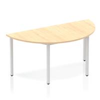 Impulse 1600mm Semi-Circle Table Maple Top Silver Box Frame Leg