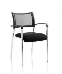 Brunswick Visitor Chair Black Fabric With Arms Chrome Frame