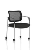 Brunswick Deluxe With Arms Chrome Frame With Castors Mesh Back Black Seat