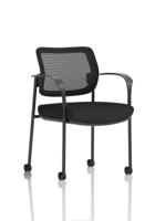 Brunswick Deluxe With Arms Black Frame With Castors Mesh Back Black Seat