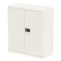 Qube by Bisley Stationery 1000mm 2-Door Cupboard Chalk White With Shelf