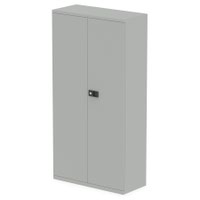 Qube by Bisley Stationery 1850mm 2-Door Cupboard Goose Grey With Shelves