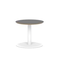 Brixworth 600mm Round Coffee Table Black Top White Leg Disc Base Low