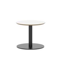 Brixworth 600mm Round Coffee Table White Top Black Leg Disc Base Low