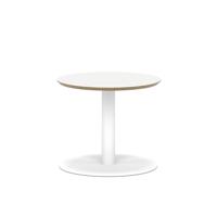 Brixworth 600mm Round Coffee Table White Top White Leg Disc Base Low
