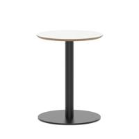 Brixworth 600mm Round Coffee Table White Top Black Leg Disc Base Medium