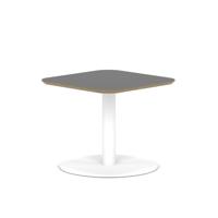 Brixworth 600mm Square Coffee Table Black Top White Leg Disc Base Low