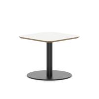 Brixworth 600mm Square Coffee Table White Top Black Leg Disc Base Low