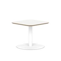 Brixworth 600mm Square Coffee Table White Top White Leg Disc Base Low