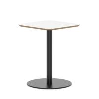 Brixworth 600mm Square Coffee Table White Top Black Leg Disc Base Medium
