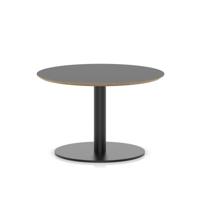 Brixworth 800mm Round Coffee Table Black Top Black Leg Disc Base Low