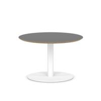 Brixworth 800mm Round Coffee Table Black Top White Leg Disc Base Low