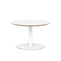 Brixworth 800mm Round Coffee Table White Top White Leg Disc Base Low