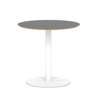 Brixworth 800mm Round Coffee Table Black Top White Leg Disc Base Medium