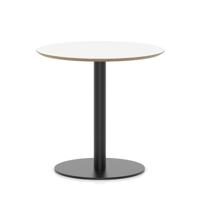 Brixworth 800mm Round Coffee Table White Top Black Leg Disc Base Medium