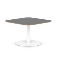 Brixworth 800mm Square Coffee Table Black Top White Leg Disc Base Low