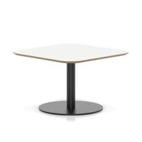 Brixworth 800mm Square Coffee Table White Top Black Leg Disc Base Low