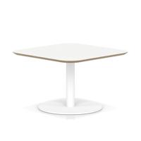 Brixworth 800mm Square Coffee Table White Top White Leg Disc Base Low