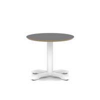 Brixworth 600mm Round Coffee Table Black Top White Leg Cross Base Low