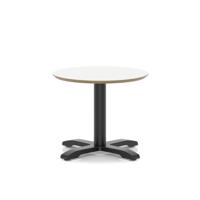Brixworth 600mm Round Coffee Table White Top Black Leg Cross Base Low