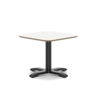 Brixworth 600mm Square Coffee Table White Top Black Leg Cross Base Low