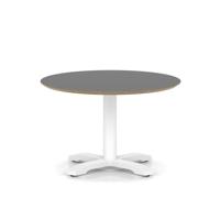 Brixworth 800mm Round Coffee Table Black Top White Leg Cross Base Low