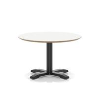 Brixworth 800mm Round Coffee Table White Top Black Leg Cross Base Low