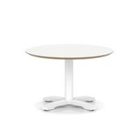 Brixworth 800mm Round Coffee Table White Top White Leg Cross Base Low