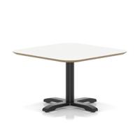 Brixworth 800mm Square Coffee Table White Top Black Leg Cross Base Low