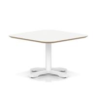 Brixworth 800mm Square Coffee Table White Top White Leg Cross Base Low