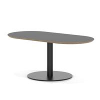 Brixworth 1200mm Oblong Coffee Table Black Top Black Leg Disc Base Low
