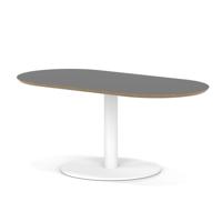 Brixworth 1200mm Oblong Coffee Table Black Top White Leg Disc Base Low