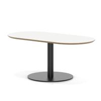 Brixworth 1200mm Oblong Coffee Table White Top Black Leg Disc Base Low