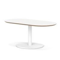 Brixworth 1200mm Oblong Coffee Table White Top White Leg Disc Base Low