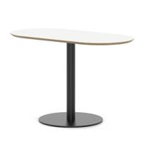 Brixworth 1200mm Oblong Coffee Table White Top Black Leg Disc Base Medium