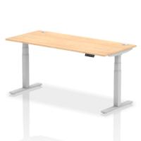 Dynamic Air 1800 x 800mm Height Adjustable Desk Maple Top Cable Ports Silver Leg HA01096