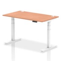 Dynamic Air 1400 x 800mm Height Adjustable Desk Beech Top Cable Ports White Leg HA01102